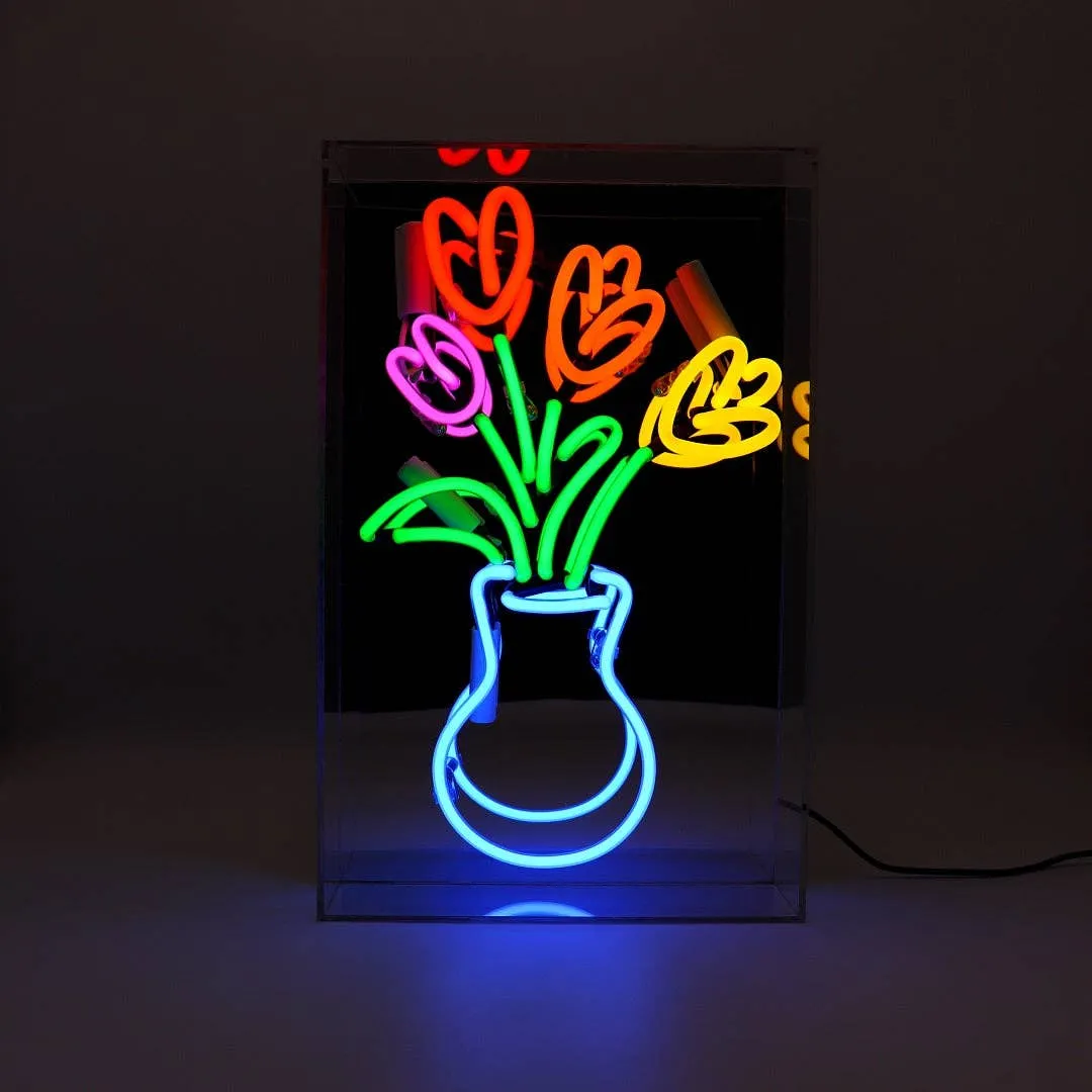 'vase of Tulips' Glass Neon Sign