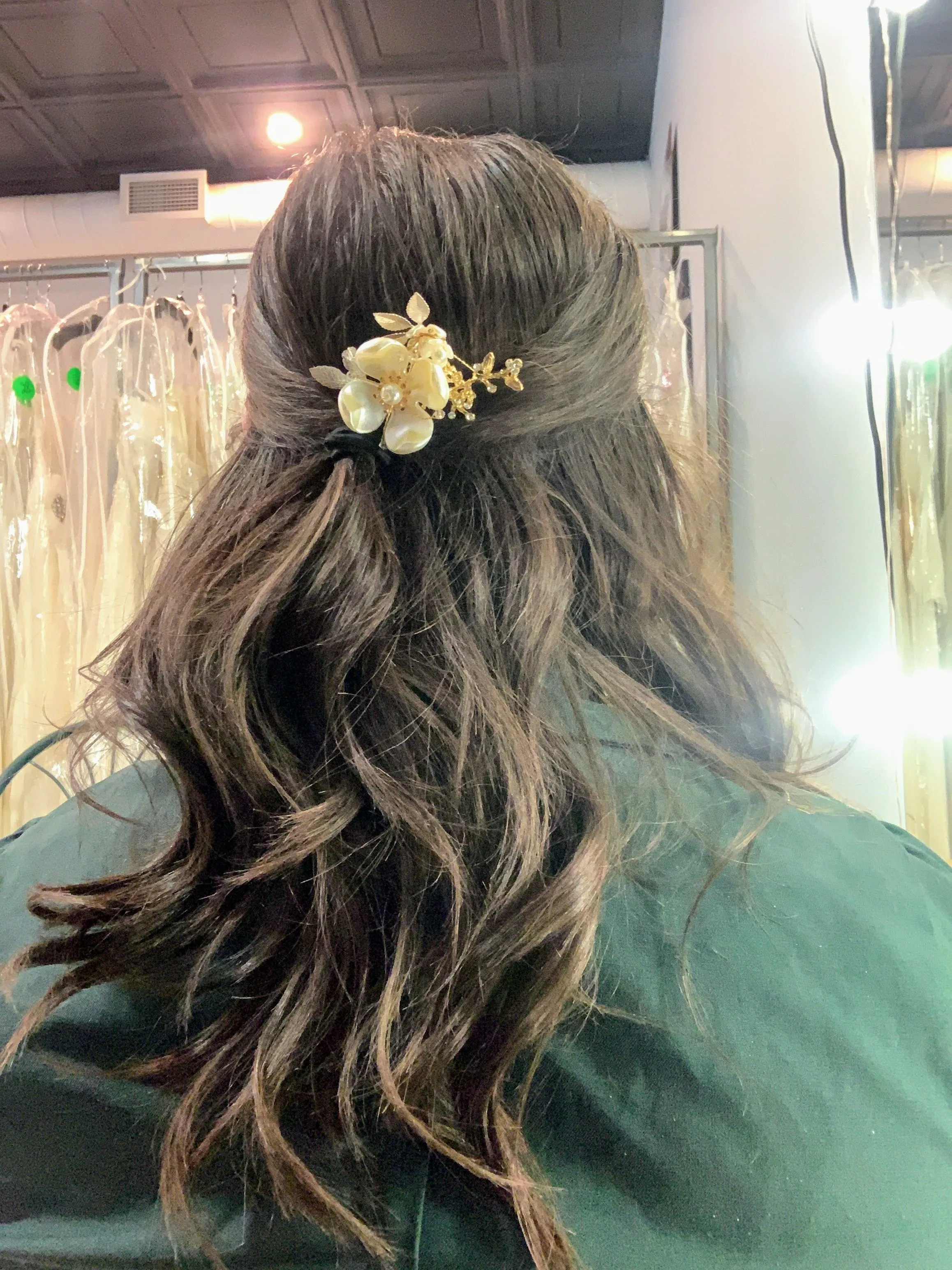 White and Gold Floral Hair Accessories