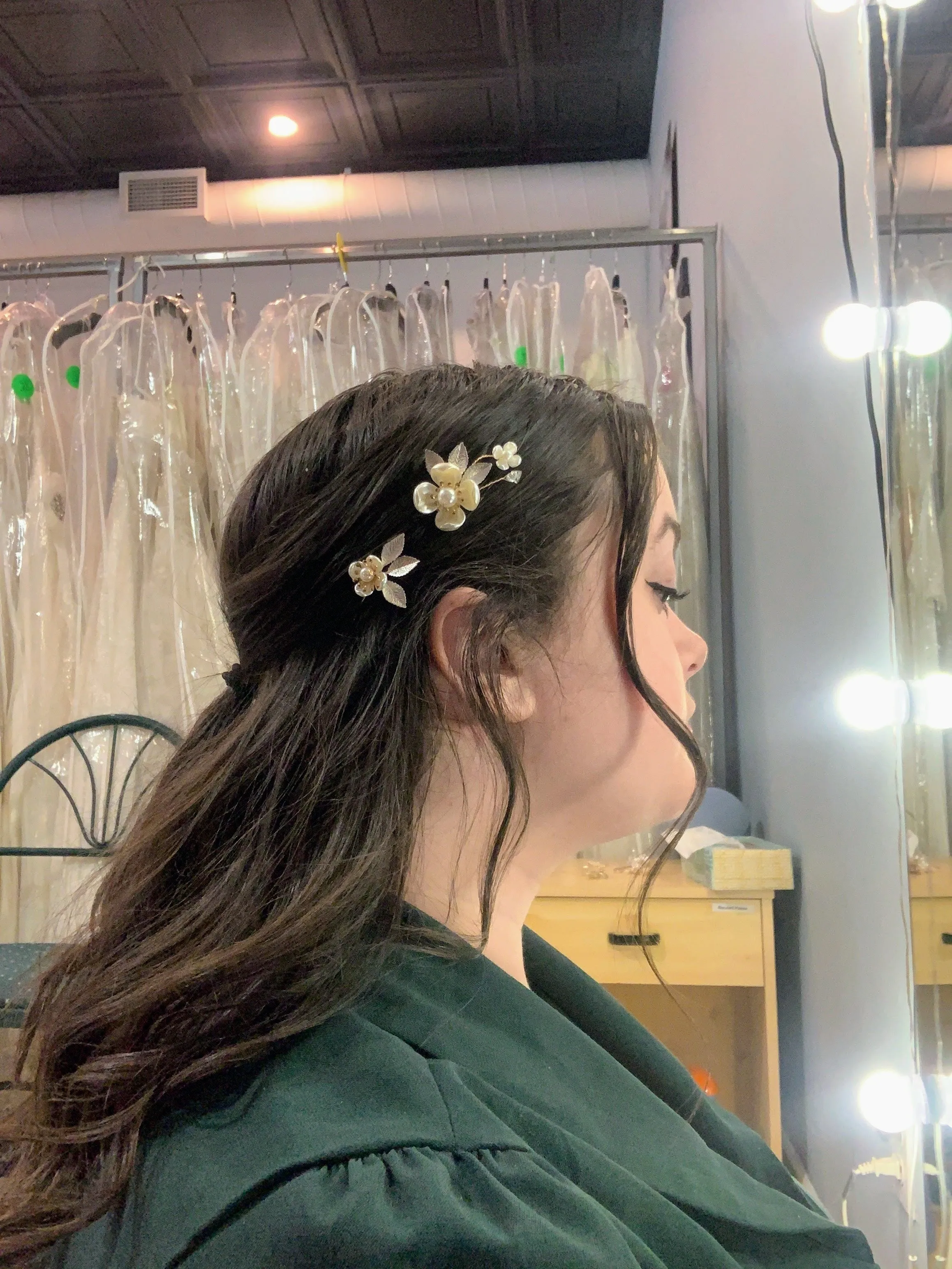 White and Gold Floral Hair Accessories