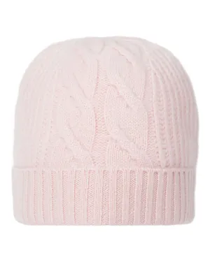 Women's Cable Rib Cashmere Hat Quartz Pink