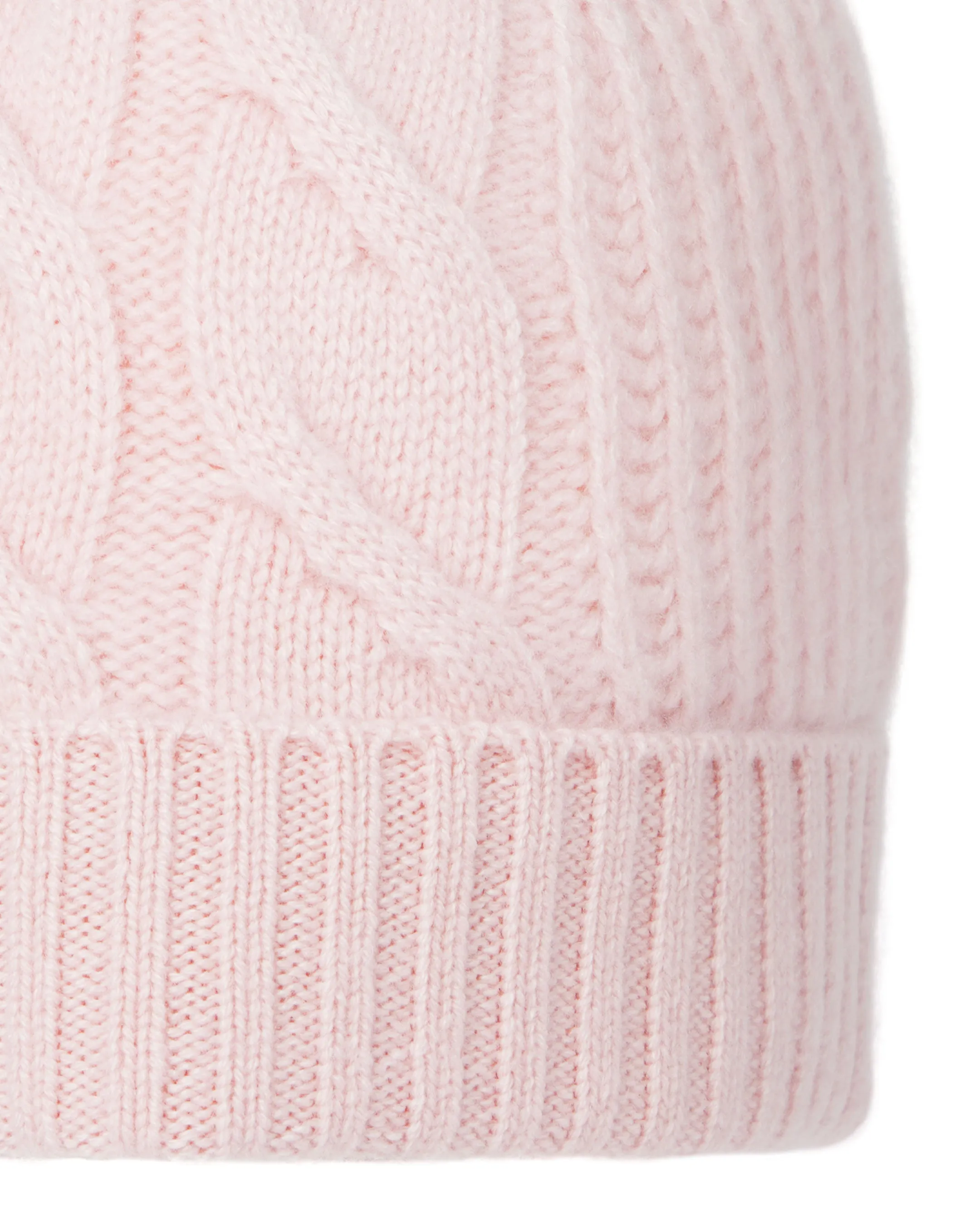 Women's Cable Rib Cashmere Hat Quartz Pink