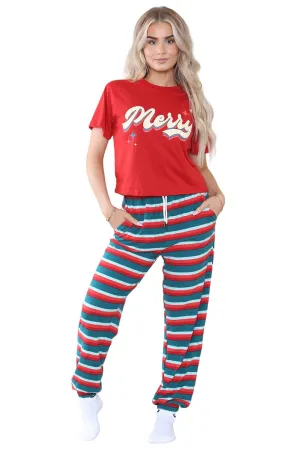 Womens Merry Christmas Printed Pyjamas Set