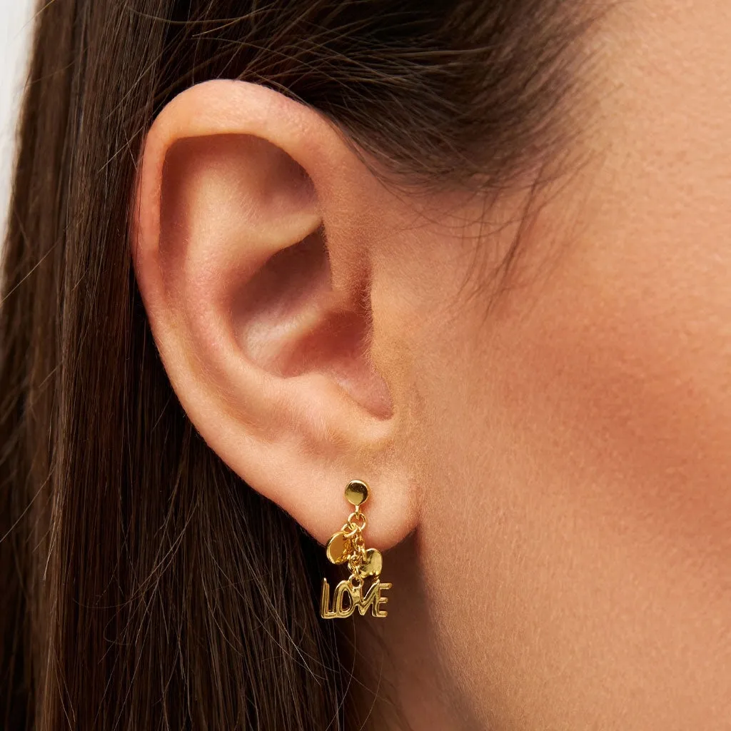 Word Love Dangling earring 1 pcs - Gold plated